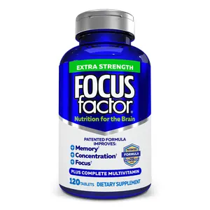 Focus Factor® Extra Strength - 120 Count - Brain Supplement for Memory, Concentration and Focus | Multivitamin with DMAE, Vitamin D, DHA
