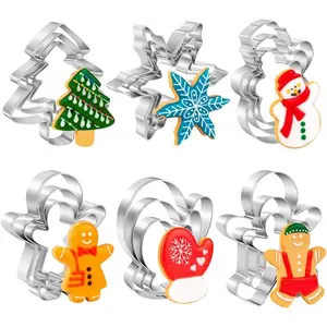Christmas Cookie  Set,18  Stainless Steel Winter Christmas Cookie Cutters Shapes for Baking - Christmas Tree,Snowflake,Snowman,Gingerbread Man,Gingerbread Girl,Mitten,