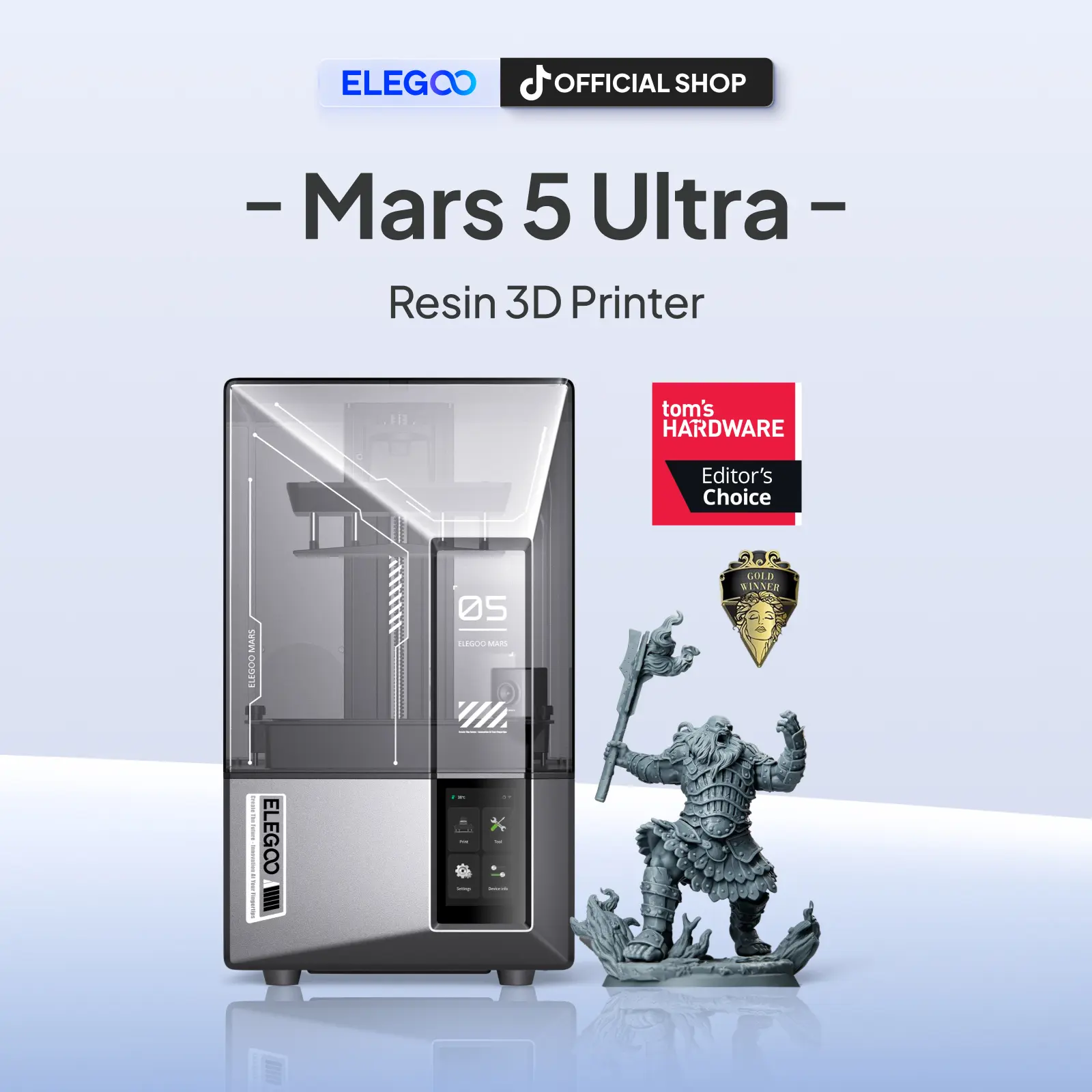 ELEGOO Mars 5 Ultra Resin 3D Printer with 7" 9K Mono LCD, 150mm/h High Speed Printing, Smart Automatic Leveling, Intelligent Detection, WiFi-Transfer, Printing Size of 6.04 × 3.06 × 6.49 inch,back to school,back to school haul