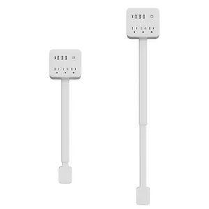 【Security Upgrade】New Rotates 180° Electrical Extender Stick for Behind Couch Outlet Extender Adjustable Length White Power Outlets Extender Power Socket Expander for Night Stand Electrical Wall Plug Rotates One outlet Endless power
