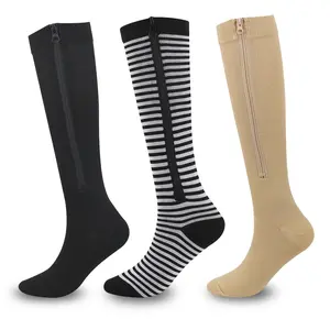 Sports cycling compression socks, full-toe compression zipper socks, outdoor long-calf elastic socks