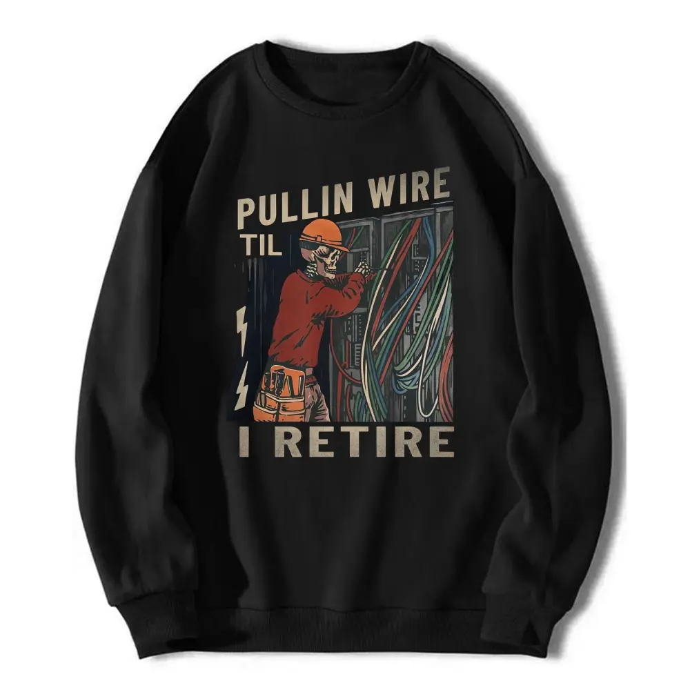 Electrician Graphic Sweatshirt, Vintage Inspired Crewneck Pullover, Unisex Casual Long Sleeve Apparel, Soft Comfortable Workwear Gift, Menswear, Classic, Longsleeves, Round Neck, Fabric, Graphic Tees, Clothes, Alternative