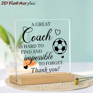 Soccer Coach Thank You Gift, A Great Coach Is Hard To Find Acrylic Plaque, Coach Appreciation Gift for Men Women, Coach Retirement Gift, Football Coach Desk Decor with Wooden Base an owl mom decor