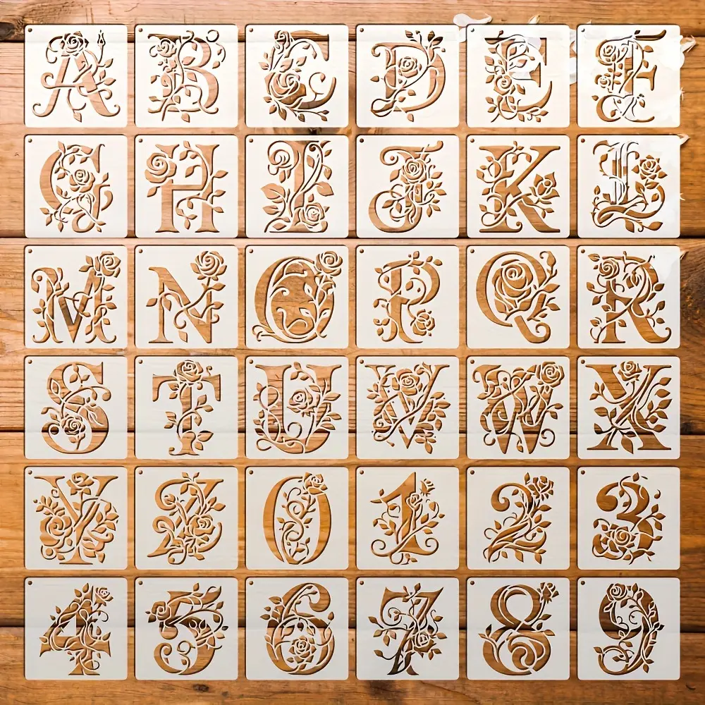 36 Floral Letter Templates, Reusable Rose Alphabet Painting Stencils, Christmas & Halloween Decorations, Perfect for DIY Crafts, Crafting Kit