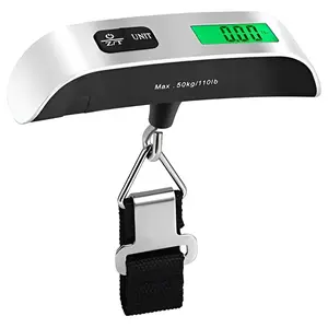 110 Lbs Digital Hanging Luggage Scale with Backlit LCD Display & Adjustable Strap for Travel Durable Steel Hook & Rubber Paint Handle Not Included Battery