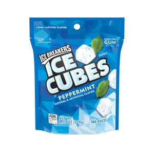 ICE BREAKERS Ice Cubes Peppermint Sugar Free Chewing Gum Pouch, 8.11 oz (100 Pieces) - Bubblegum Snack Cinnamon Flavor
