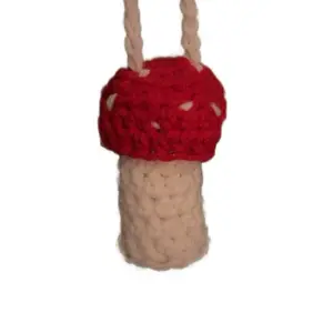 Handmade Crochet Mushroom Pouch Necklace - Lighter, Chapstick, Crystal Pouch