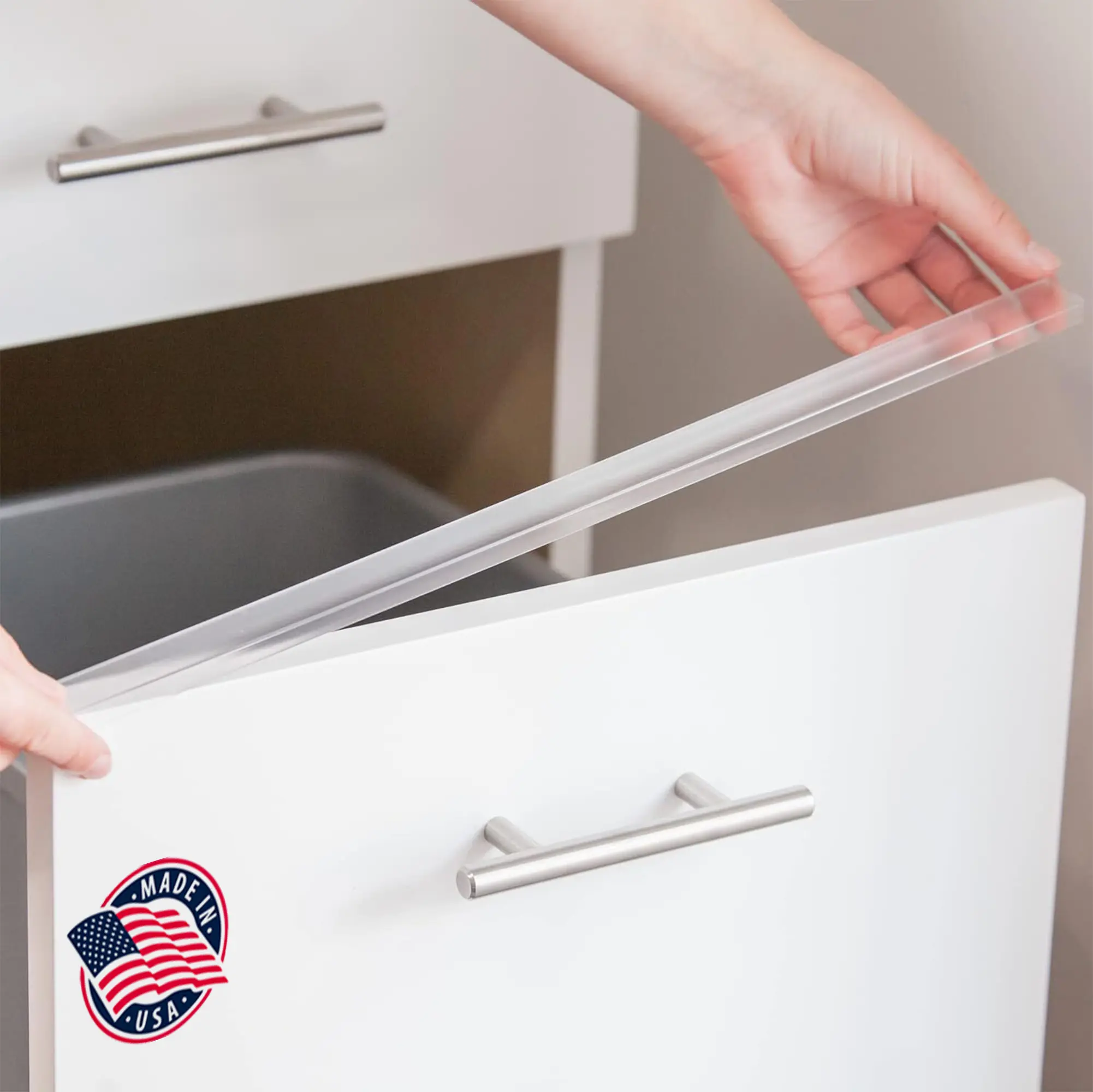 Slimline Cabinet Edge Protector - Prevents Chipping, Wear, Discoloration - Drawer Edge Guard, Bumper for Drawer - Easy Slip-On Installation