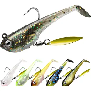 Easy Catch Soft Fishing Lures with BKK Hooks - Trembly Sinking and Vibrating Swim for More Bites, Pre-Rigged Swimbaits for Bass, Trout, Crappie, Walleye, Freshwater Saltwater Fishing hard bait
