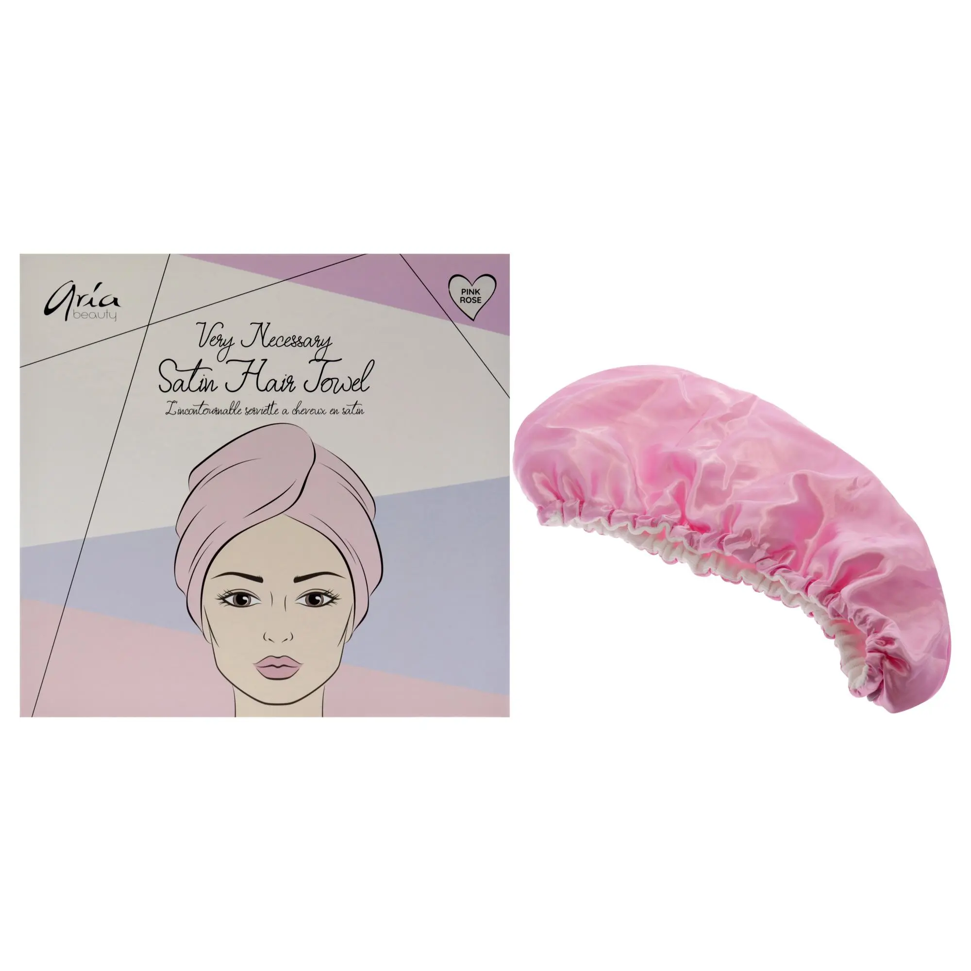 Aria Beauty Women's Soft Satin Hair Towel - Pink, Hair Care Essential, 1 Pc Towel, One Towel