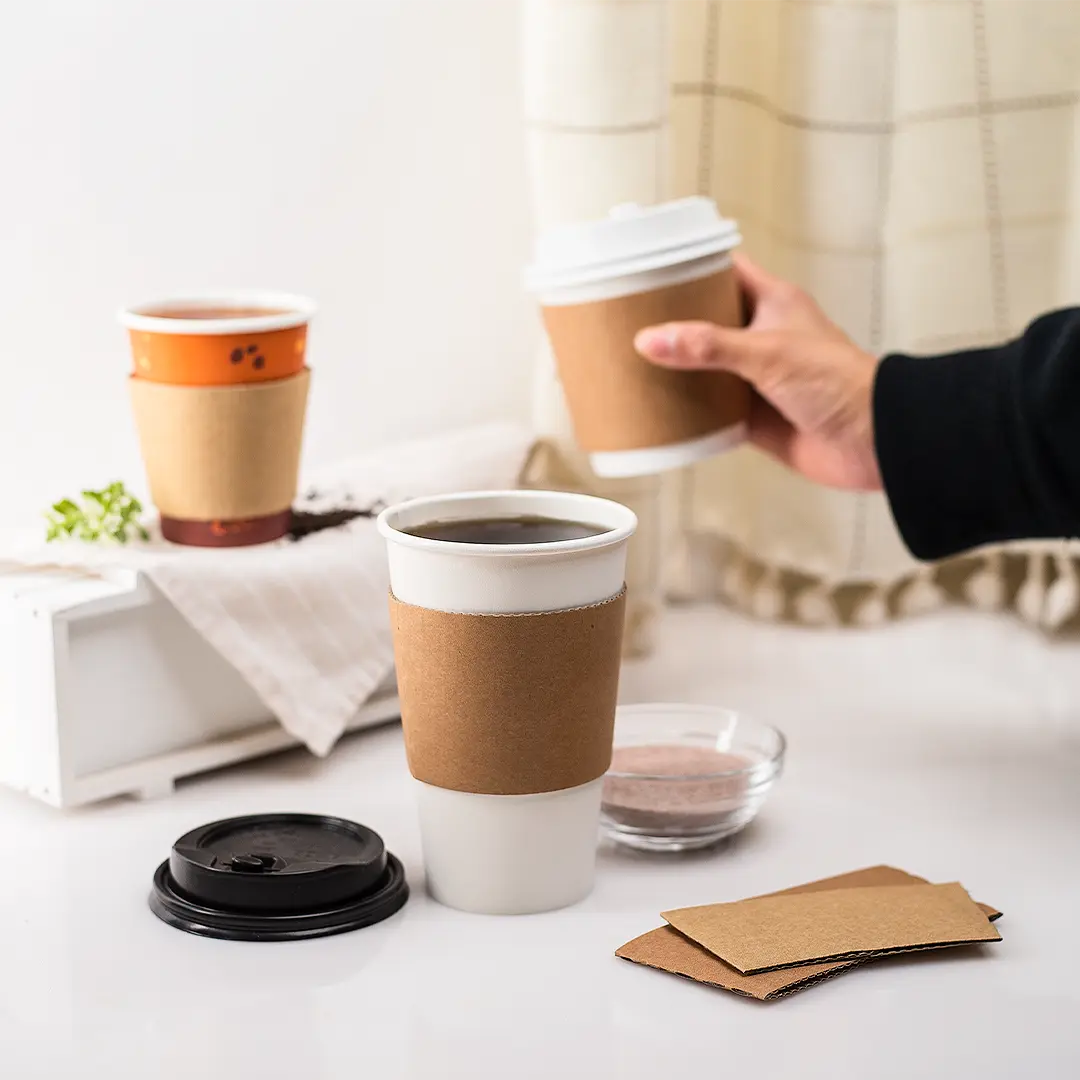 [1,000 ct] 8 oz Traditional Coffee Cup Sleeves, Kraft