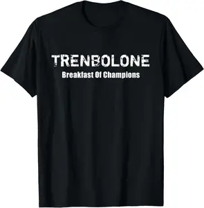 Cotton Short Sleeve Shirt Bodybuilding Trenbolone Steroid Shirt - Breakfast Of Champs T-Shirt Summer Casual Menswear Graphic Tee, Fashion Gift, Adult Size Streetwear