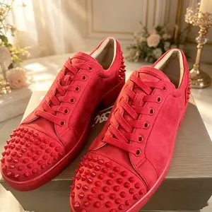 New trendy red lace-up low-top high-quality rivet fashion casual shoes