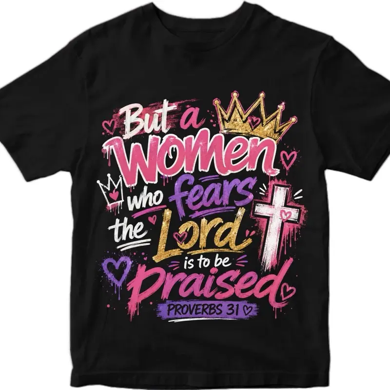 FEAR THE LORD Graphic T-Shirt, Casual Crew Neck Short-Sleeve Tee for Women- Christain Clothing