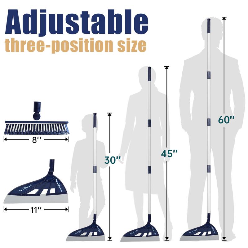 Magic Air Silicone Broom Sweeper Navy Blue Household Squeegee for Floor Cleaning Bathroom Pet Hair Broom Brush Set with Handle Multifunctional Cleaning Tool