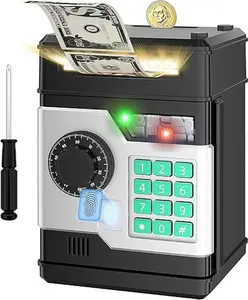 Piggy Bank, Automatic Electronic Piggy Bank for Kids Boys Girls with Password and Fingerprint Unlocking Simulation,Money Bank Kids Safe Toy Decor Gift