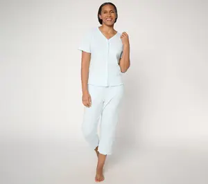 Berkshire Homewear Gingham Waffle Short Sleeve and Capri Set