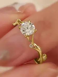 1 PC Glamorous Cubic Zirconia Ring For Women For Wedding Engagement Anniversary Party Band Jewelry Valentine's Day Gift Solitaire Ring