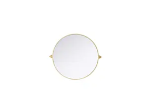 212 MAIN Amoura Decorative Round Pivot-Adjust Modern Metal Iron Hanging Mirror, MR6G30BRA, 30x30 in, Brass Finish, for Kitchen & Damp Bath Areas, Room Decor