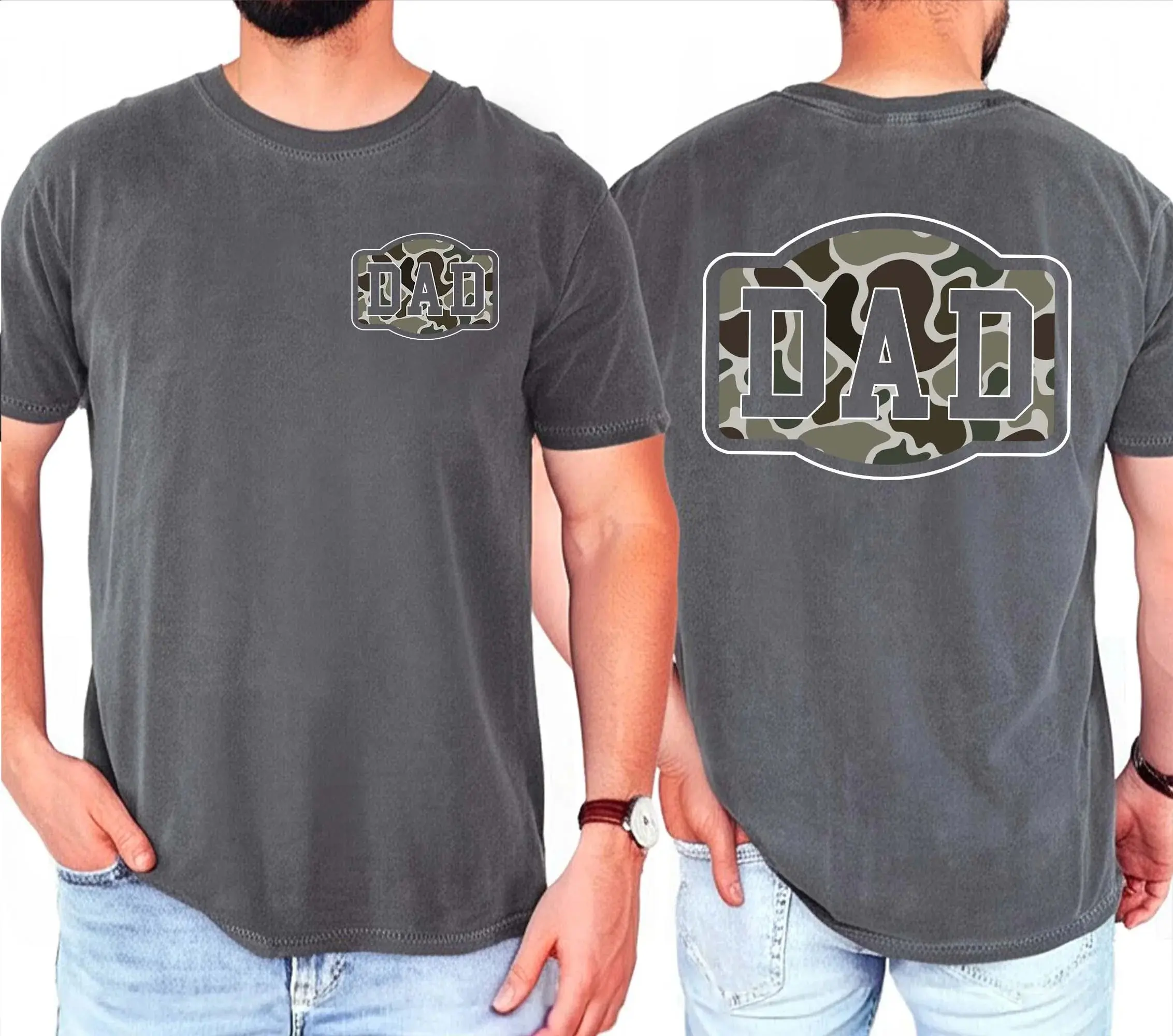 Comfort Colors Camouflage Dad Shirt, Fathers Day Gift, Dad Shirt, Retro Dad Shirt, Gift For Dad, Varsity Dad Shirt, Duck Camo Fathers Shirt
