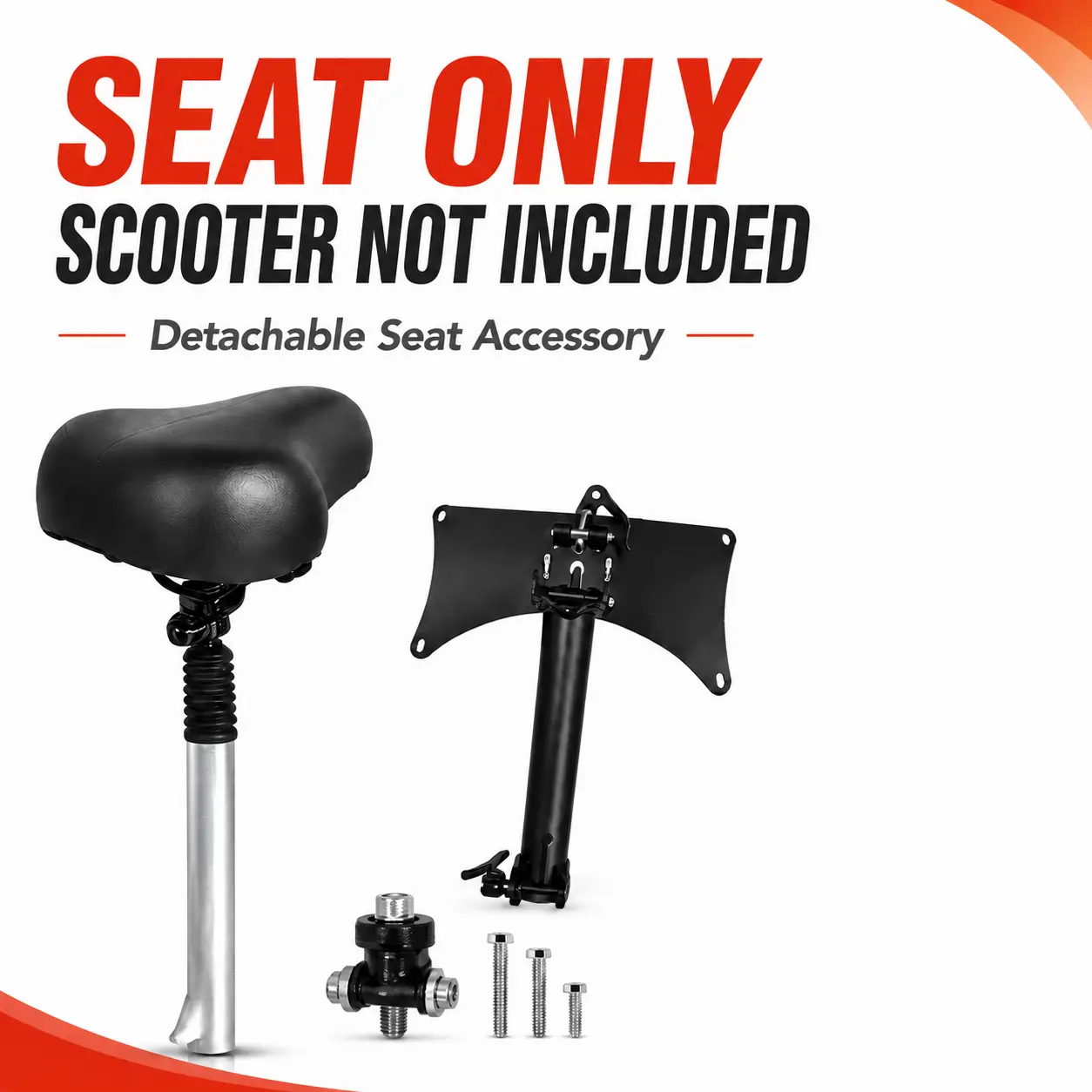 Seat Only, Scooter Not Included – Detachable Electric Scooter Seat Accessory with Installation Tools, Replacement Seat for Compatible Scooter Models