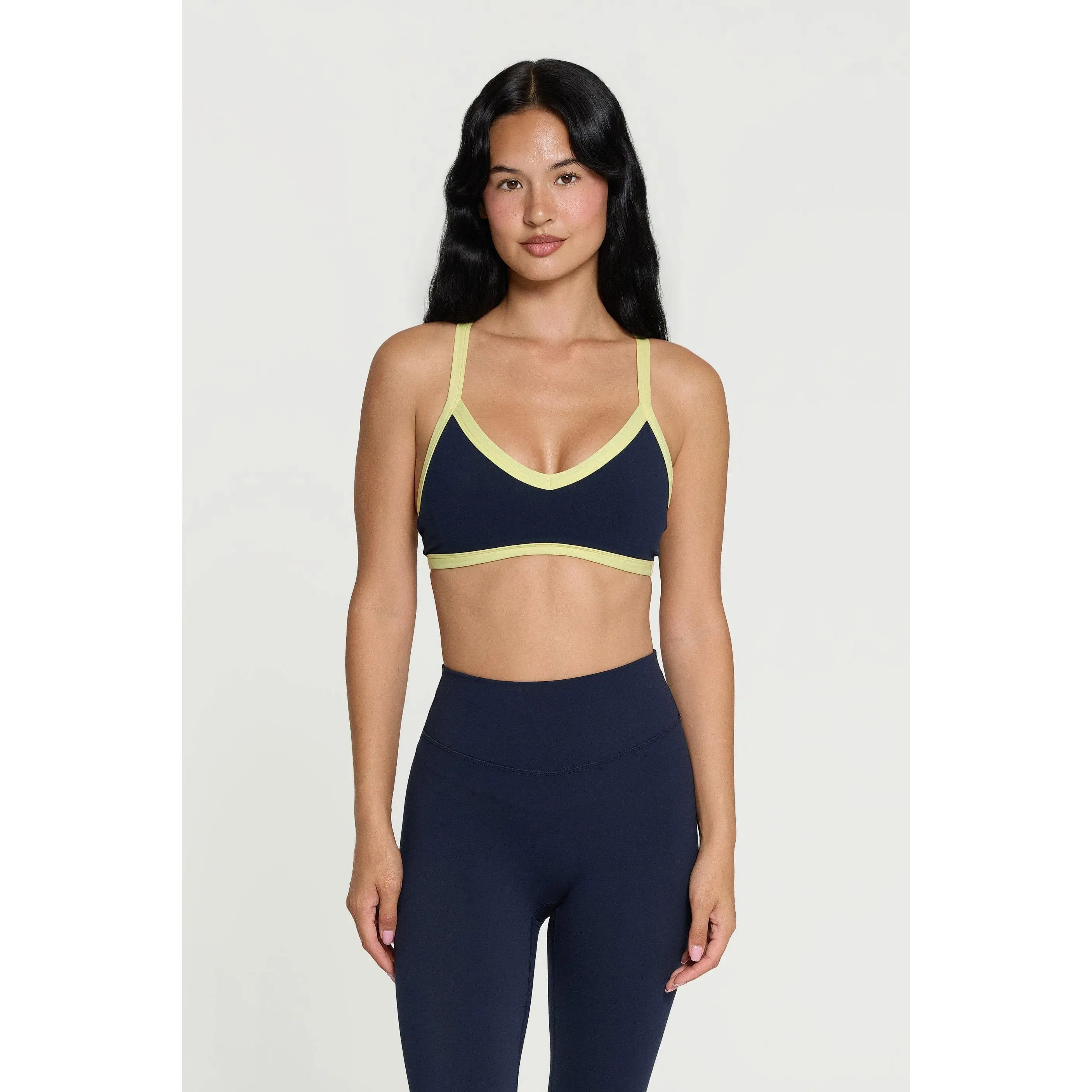 V-Neck Bra - Navy/Lemon