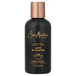SheaMoisture Calm & Clearing Body Wash, African Black Soap, 3 fl oz (89 ml)