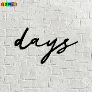 1pc Calligraphy Metal Wall Art, Elegant "days" Statue Mural, Ideal Gift for New Year, Christmas, Calligraphy Decor Enthusiasts, Rust-Resistant Metal Wall Decor Wall Sculptures, Perfect for Bedroom Wall & Garden Fence, Stylish Home Wall Decor Accent