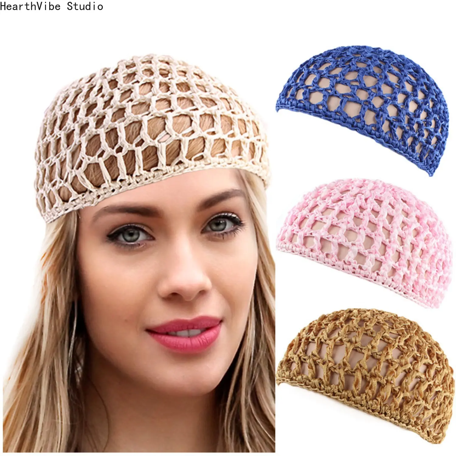 Women's Handmade Nylon Hair Net Wig Cap - Pullover Type Hair Bonnets, 1-Size-Fit, Sleep-Time Secure, Wig Stays Put, Solid Color Summer Casual Sports Outdoor Hat, One-Size-Fit