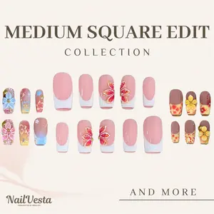 NailVesta MEDIUM SQUARE EDIT – 100% Handcrafted 3D Press-On Nails | Reusable, Long-Lasting, Salon-Quality