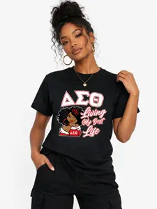 Women's Delta Sigma Theta 1913 Short-Sleeve Graphic T-Shirt - HBCU Sorority Tops, Casual Everyday Fit, Greek Life Sisterhood Gift Love