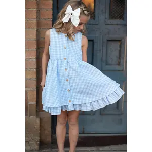Tween Blue & White Gingham Dress