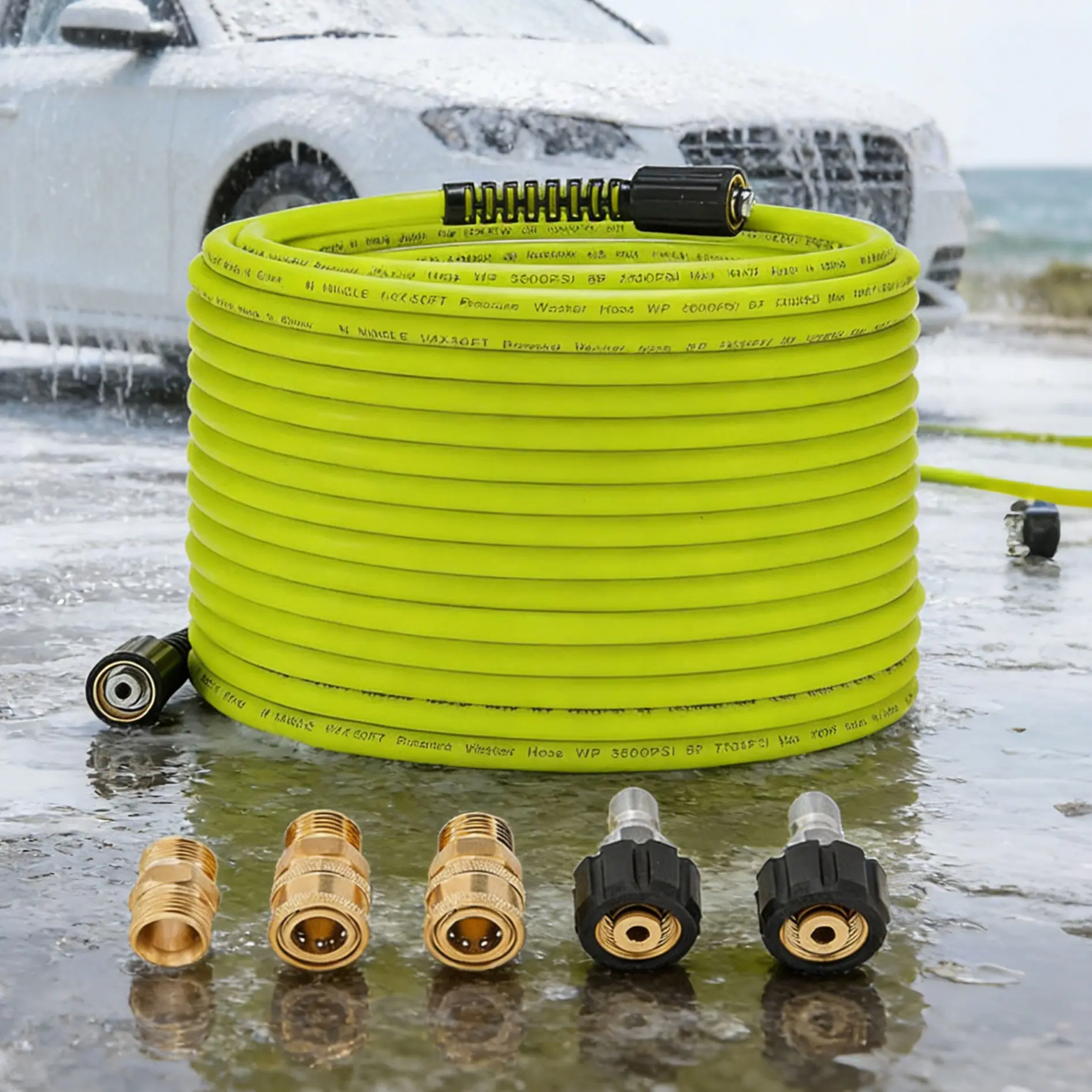 High Pressure Washer Hose Replacement Set, 50ft Thickened Heavy Duty Hose, Fits Power Washers, Includes M22 14mm Quick Connect Fittings