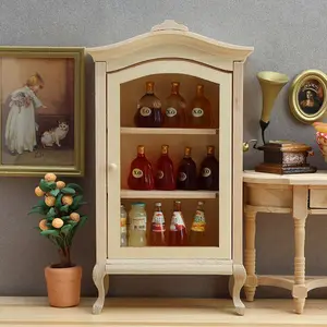 1:12 Dollhouse Miniature Arched Top Display Cabinet Realistic Showcase Furniture Model, Perfect Gift Idea