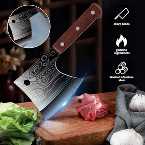 Kitchen Knife Meat Cleaver Heavy Duty Butcher Knife, Stainless Steel Bone Chopper with Wooden Handle, Sharp Kitchen Cleaver for Meat Cutting