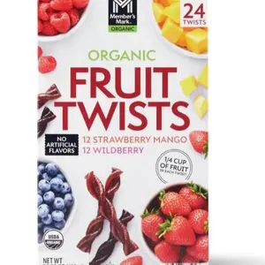 Fruit snacks , Member's Mark Organic Fruit Twists Variety Pack, 0.63 oz, 24 pk - No Artificial Flavors, Includes 12 Strawberry Mango & 12 Wildberry Varieties - gummy mix squashies candy Sweet