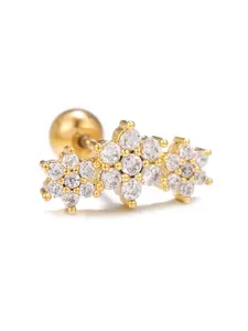 Elegant Rhinestone Ear Studs, Multiple Flower Design, Low Allergy Stainless Steel Jewelry, Daily Wear Fashion Accessory, Hypoallergenic Jewelry