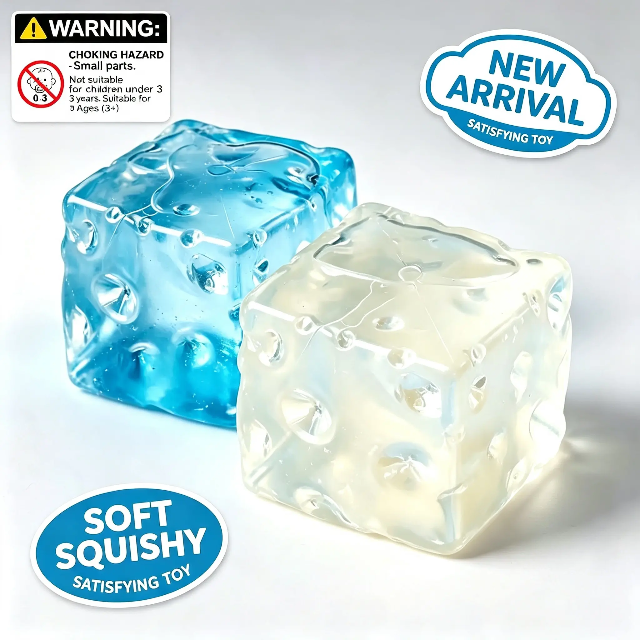7CM Transparent TPR Maltose Cube Squishy Fidget Hobby Toy, Stretchable Clear Squeeze Toy, Satisfying ASMR Texture, Fun Playable Decompression Collectible Gift for Sensory Hobby Enthusiasts, Teens & Adults Stress Relief