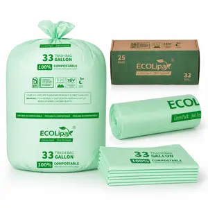 13/33/55 Gallon Heavy-Duty Durable Compostable Trash Bags for Kitchen, Office & Lawn, Yard｜BPI Certified, OK Compost