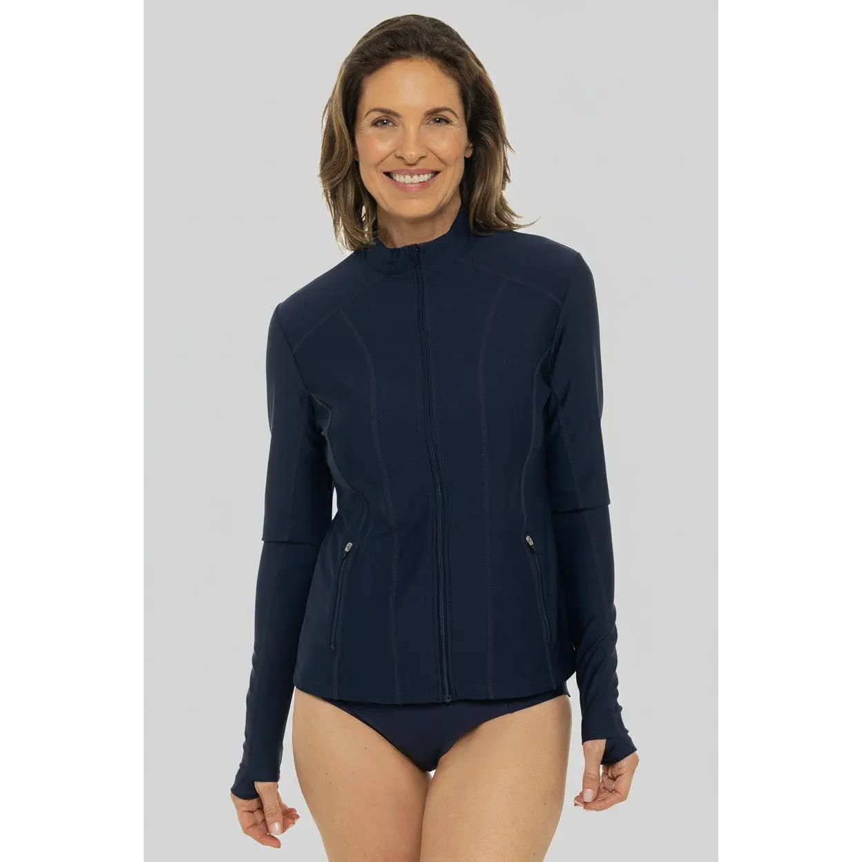 Women's Malawi Fitted Swim Jacket with Full Zip | Navy