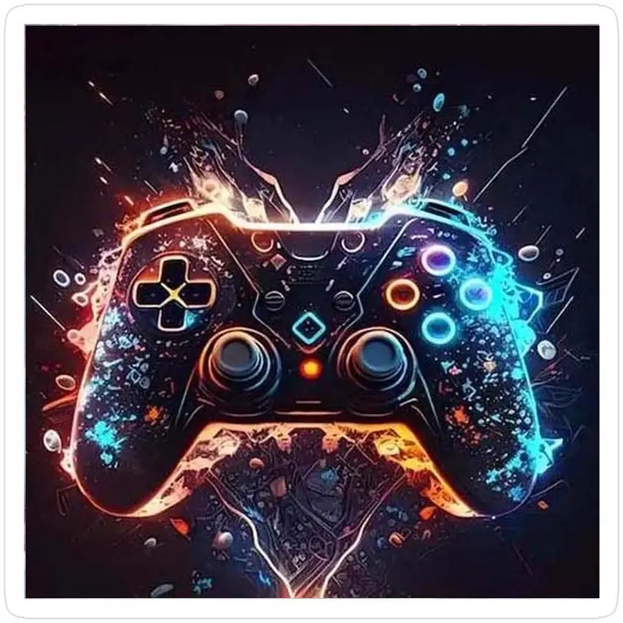 1 DIY diamond painting kit, 5D diamond art set, DIY decor, game controller explosion, full round diamond mosaic, diamond art, DIY art home decor, suitable for Christmas.