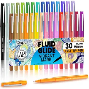 Felt Tip Pens 30 Colors, Medium Point (0.7mm), Assorted Colors Markers Pens For Journaling, Writing, Note Taking, Planner Coloring, School & Office Supplies, Smooth Writing