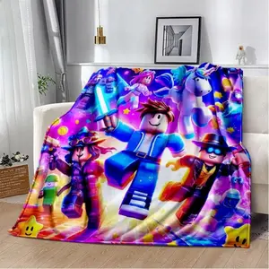 Roblox Blocky Avatar Style Blanket Ultra Soft Flannel Throw For Home Bedroom Sofa Decoration Cozy Warm Present Ideal For Gamers Kids Teens All Age Group