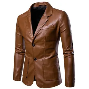 Fashion men's wear:Men's Leather Jacket Classic Black & Suit Jacket European American Style All-Season Casual Trendy Streetwear