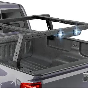 【EYOUHZ】Adjustable 14.5-17.3" High Truck Bed Racks with 2 Led Light Ladder Rack Compatible for Ford F-Series/Ram/Silverado/Sierra/Tacoma/Tundra/Gladiator JT/Canyon/Titan/Frontier Cargo Carrier