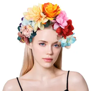 Rose Headband Simulation Flower Holiday Party Photo Masquerade Hair Accessories Live Stream Wreath Headband