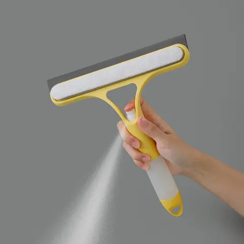 Multifunctional Household Glass Squeegee - Silicone Blade, Comfortable Hand Grip, Adjustable Durable Design, Integrated Moderate Capacity Bottle with Nozzle, Lint-Free Finish, Fits Car & Home, Ideal for Kitchen Mirror Cleaning