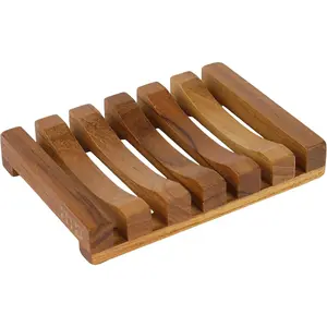 Slotted Bar Soap Holder Teak  by , Kitchen Wooden Sponge Holder, Self Draining Soap Dish for Shower, Sink, Bathroom, Bathtub, RV