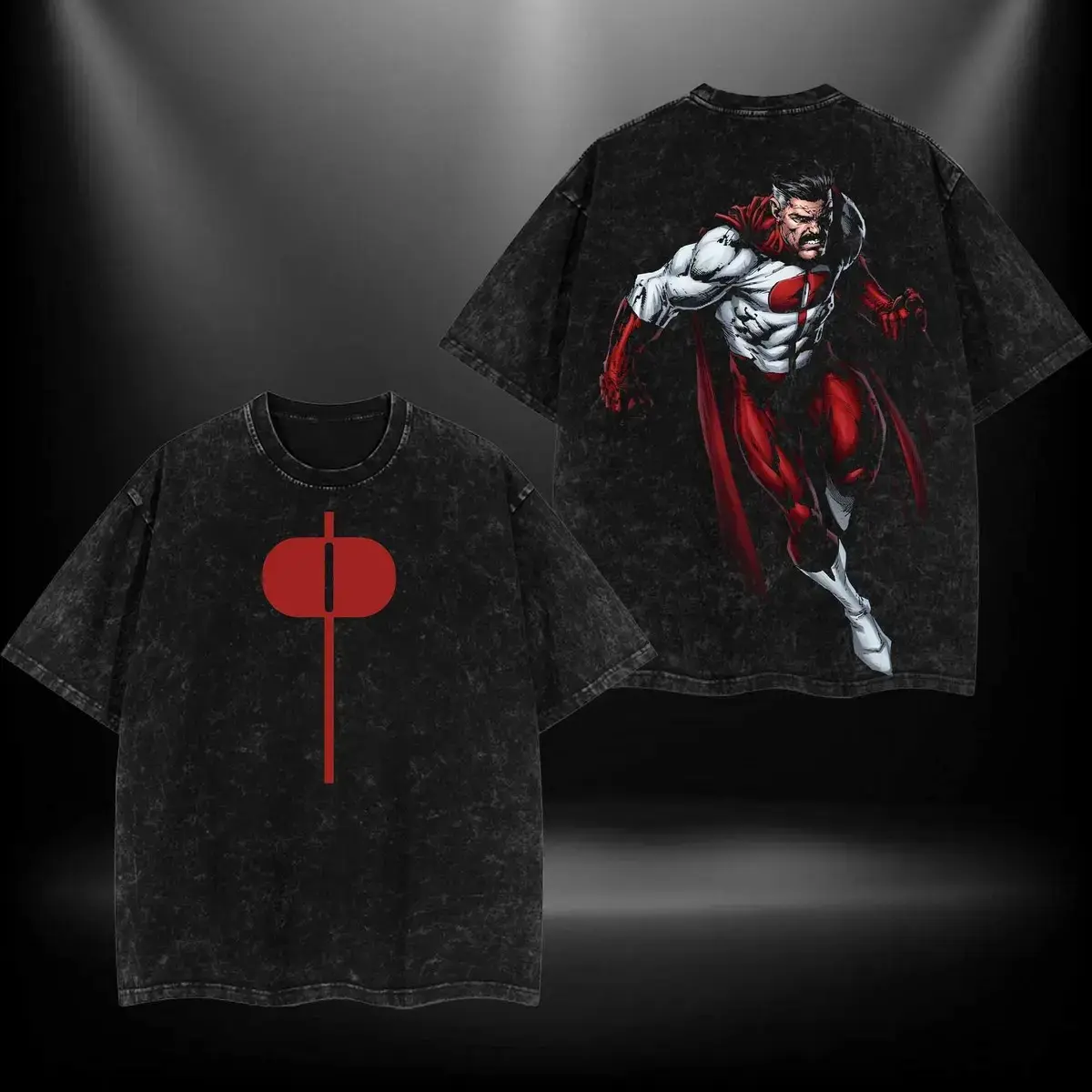 Invincible Omni-Man Retro Anime Vintage Acid Wash Omni-Man Graphic Tee | Heavy Cotton Oversized Streetwear T-Shirt for Men | Y2K Casual Grunge Aesthetic Top 90s graphic good tees Casual American Short Sleeve Unisex T-shirt,Gym & Streetwear