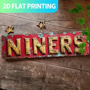 2D Flat, 1pc Vintage "NINERS" Metal Sign - Rustic Aluminum Wall Decor, 15.7x3.9 Inches, Pre-Drilled for Easy Hanging, Perfect for Home, Kitchen, Farmhouse, Porch - Unique Gift for Friends & Family, Metal Wall Art Decor, Toilet, Retro Metal Signs, Vintage,